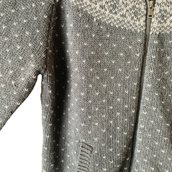 Talbots Front Zip Women’s Cardigan Grey Cream Size XL Cotton Wool With Pockets - Picture 8 of 16